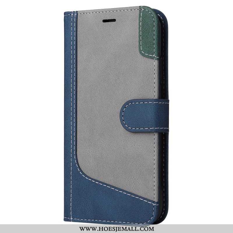 Flip Case voor Xiaomi 12T / 12T Pro Met Ketting Driekleurige Riem