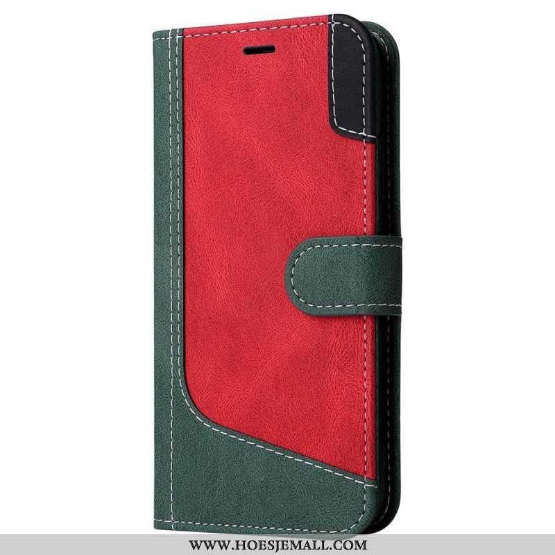 Flip Case voor Xiaomi 12T / 12T Pro Met Ketting Driekleurige Riem