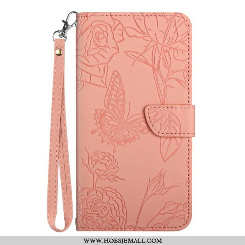 Leren Hoesje voor Xiaomi 13 Lite Vlinders En Lanyard