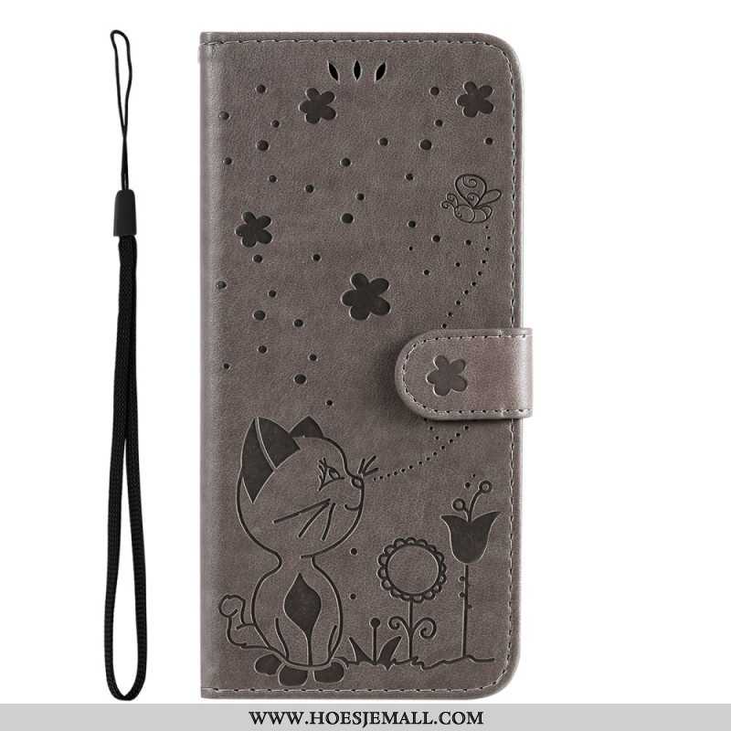 Folio-hoesje voor Xiaomi 13 Pro Met Ketting Kat En Bij Met Lanyard