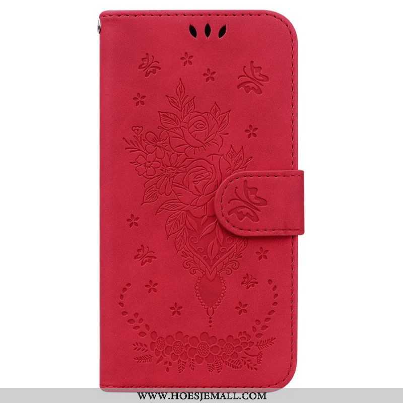 Folio-hoesje voor Xiaomi 13 Pro Met Ketting Strappy Rozen En Vlinders