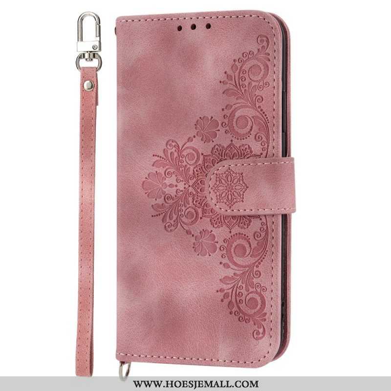 Folio-hoesje voor Xiaomi 13 Kanten Bloemen Met Riem En Schouderriem