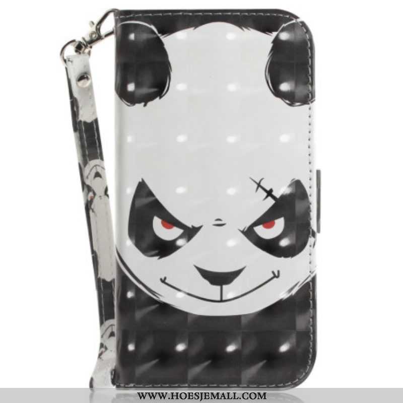 Leren Hoesje voor Xiaomi 13 Met Ketting Boze Panda Met Lanyard