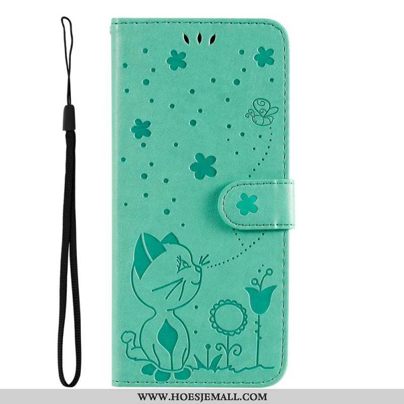 Folio-hoesje voor Xiaomi 13 Met Ketting Kat En Bij Met Lanyard