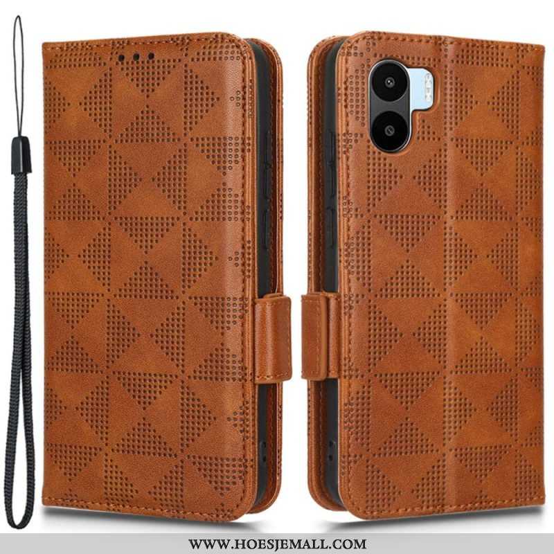 Leren Hoesje voor Xiaomi Redmi A1 Driehoeken Met Lanyard