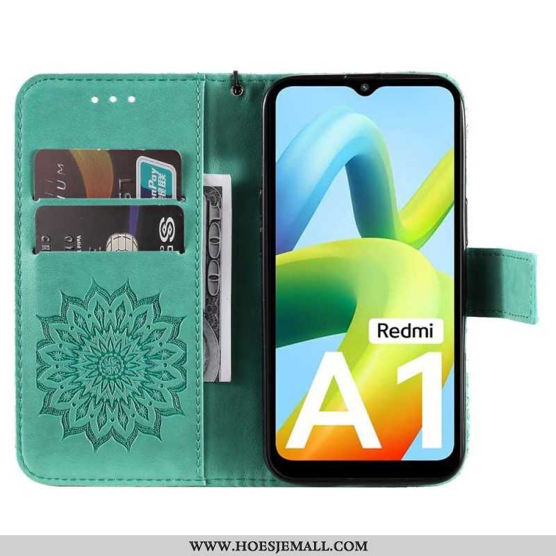 Leren Hoesje voor Xiaomi Redmi A1 Met Ketting String Zon