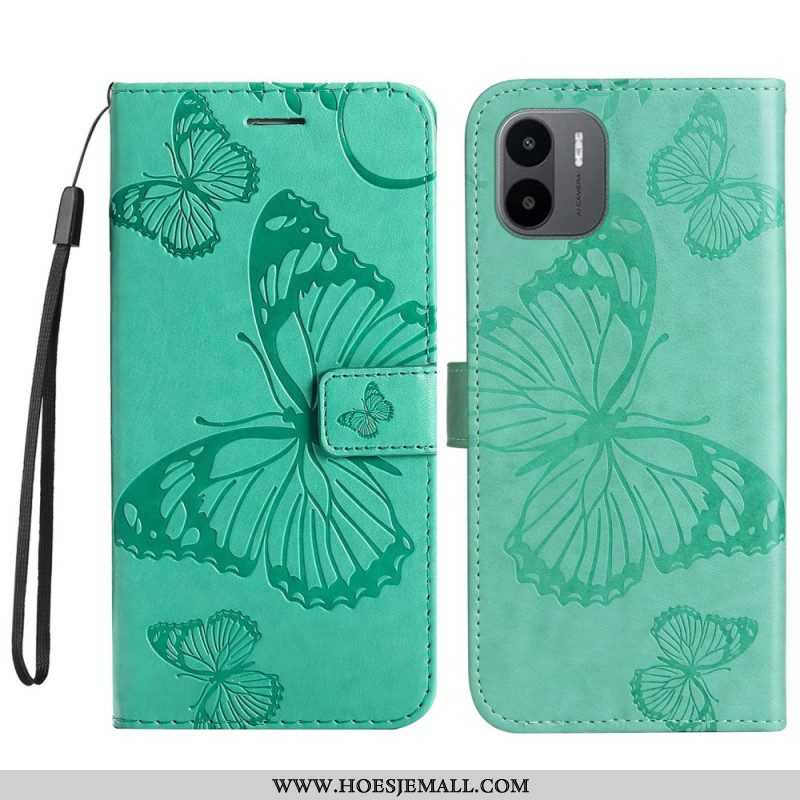 Flip Case voor Xiaomi Redmi A1 Met Ketting Gigantische Riemvlinders