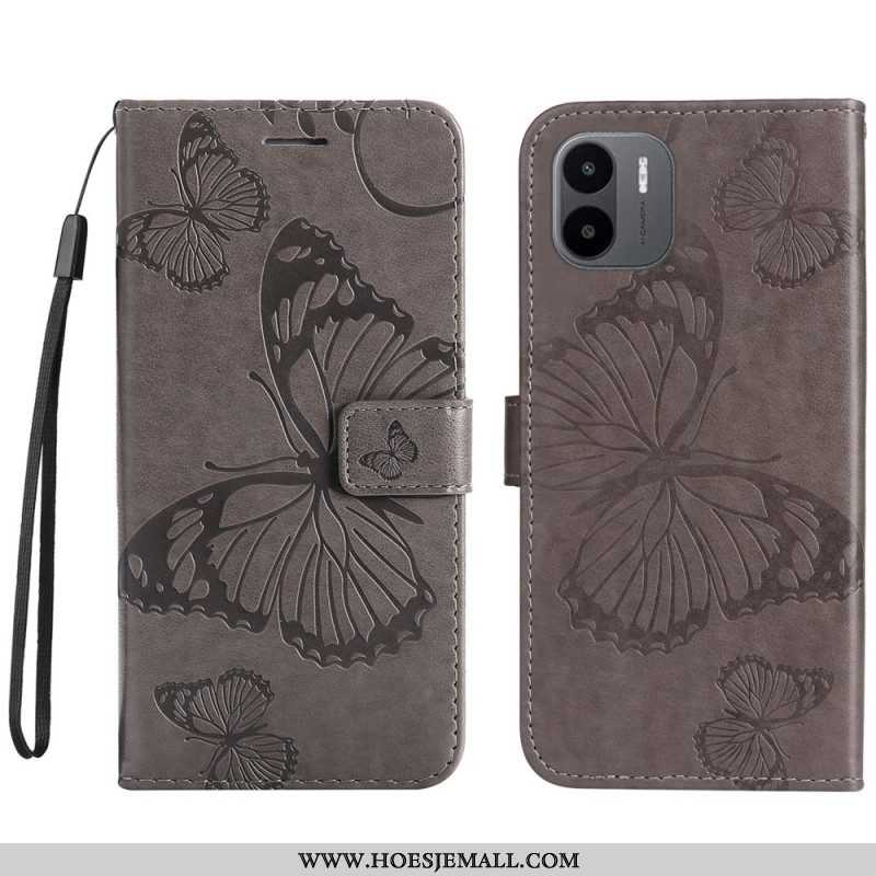 Flip Case voor Xiaomi Redmi A1 Met Ketting Gigantische Riemvlinders