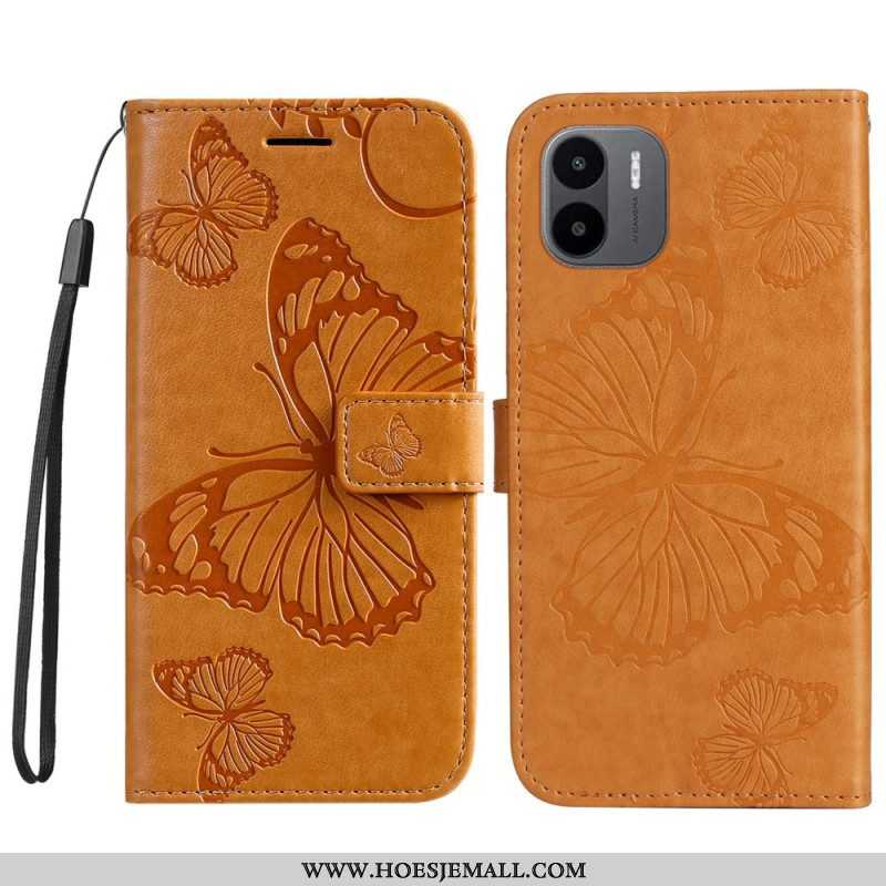 Flip Case voor Xiaomi Redmi A1 Met Ketting Gigantische Riemvlinders