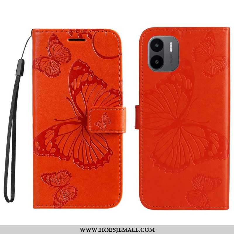 Flip Case voor Xiaomi Redmi A1 Met Ketting Gigantische Riemvlinders