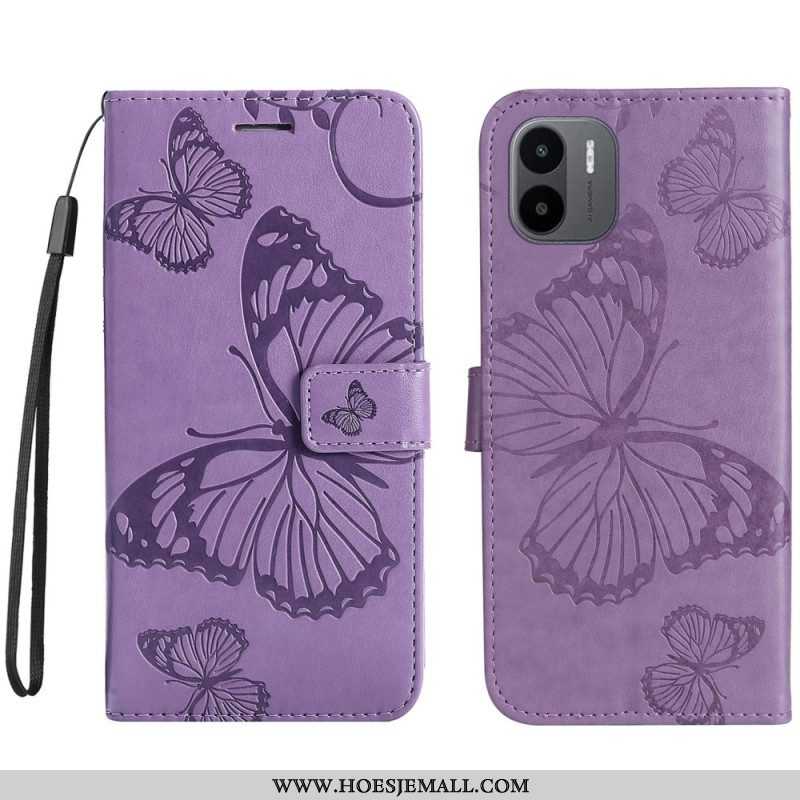 Flip Case voor Xiaomi Redmi A1 Met Ketting Gigantische Riemvlinders