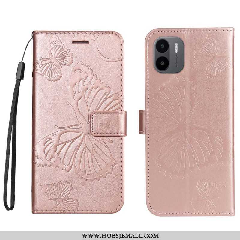 Flip Case voor Xiaomi Redmi A1 Met Ketting Gigantische Riemvlinders