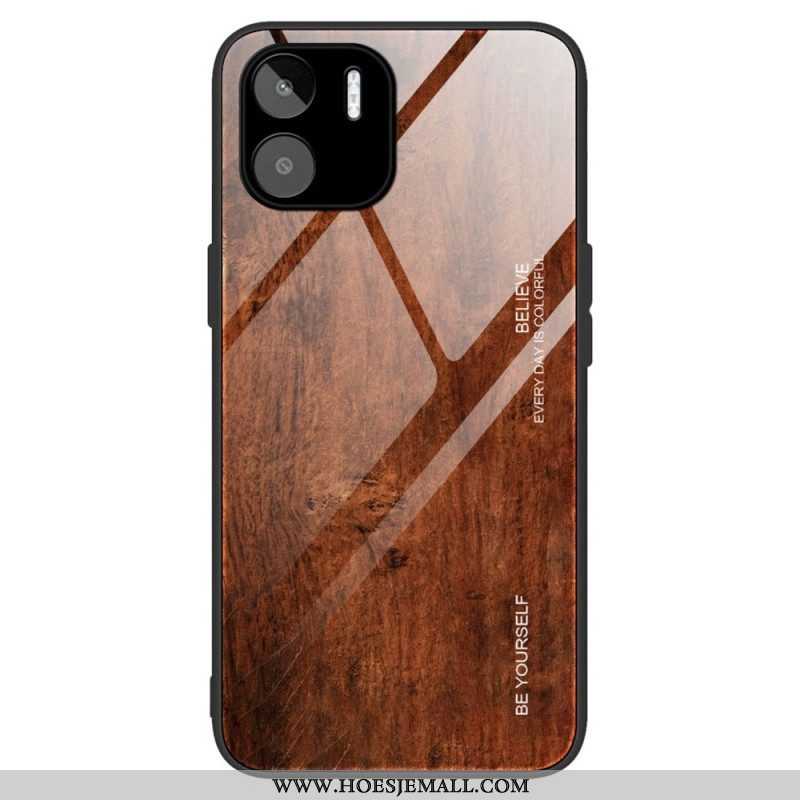 Hoesje voor Xiaomi Redmi A1 Houtdesign Gehard Glas