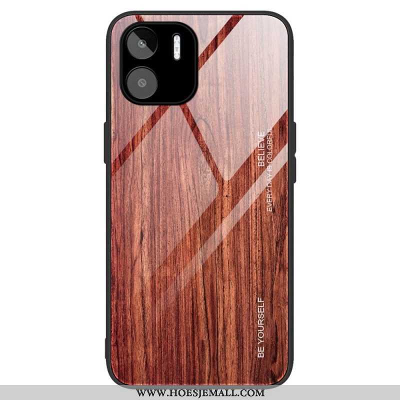 Hoesje voor Xiaomi Redmi A1 Houtdesign Gehard Glas