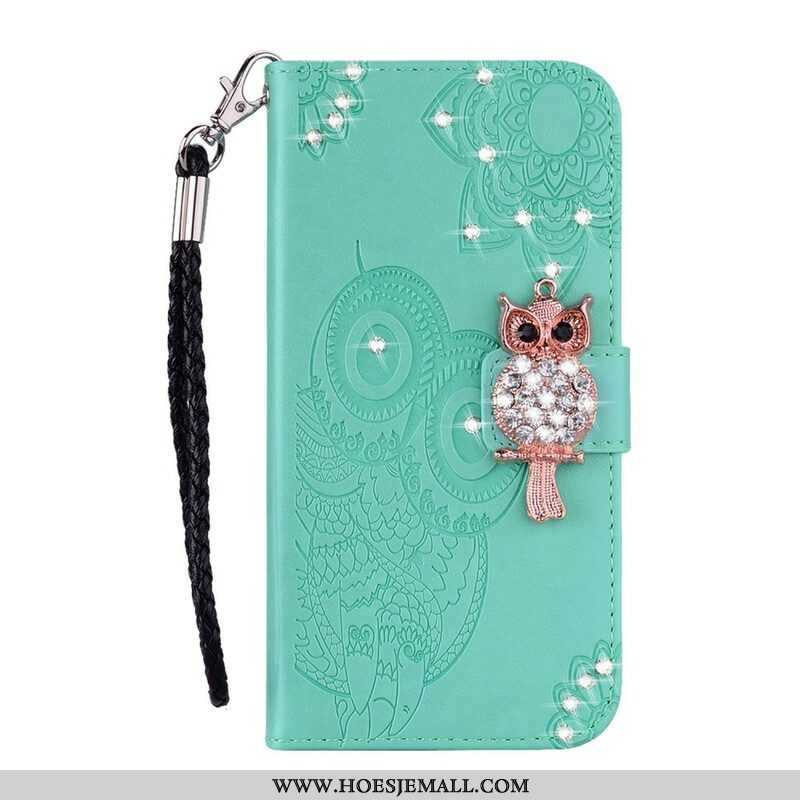 Leren Hoesje voor Xiaomi Redmi Note 10 / 10S Uil Mandala En Charme