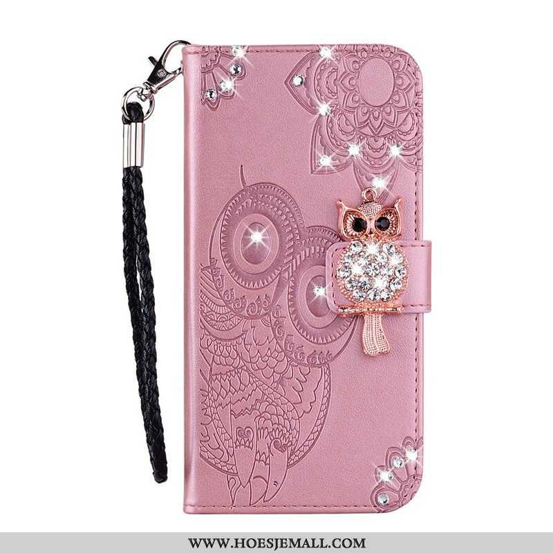 Leren Hoesje voor Xiaomi Redmi Note 10 / 10S Uil Mandala En Charme