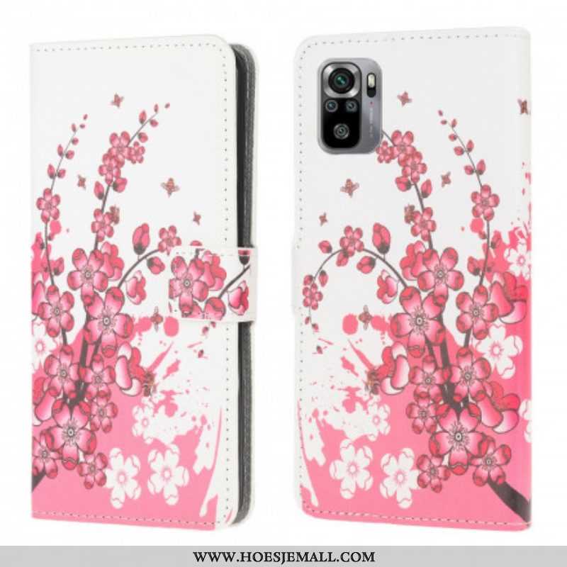 Folio-hoesje voor Xiaomi Redmi Note 10 / 10S Tropische Bloemen