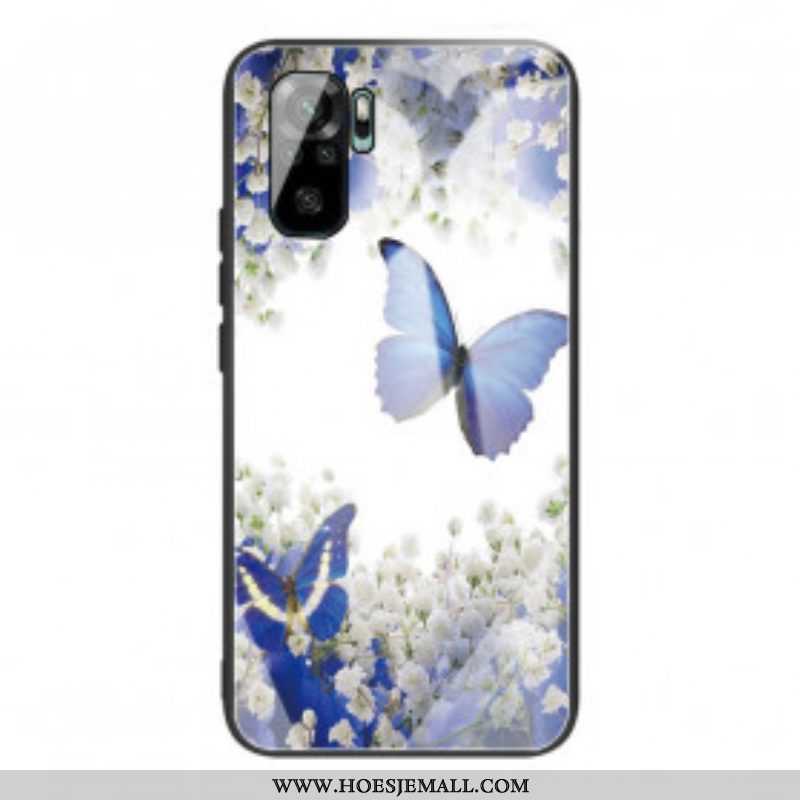 Hoesje voor Xiaomi Redmi Note 10 / 10S Vlinders Design Gehard Glas