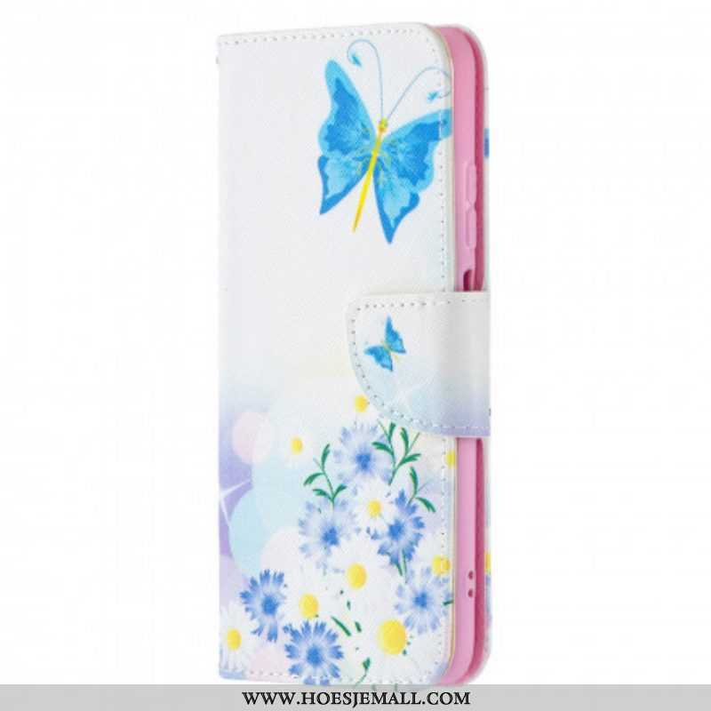 Folio-hoesje voor Xiaomi Redmi Note 10 / 10S Geschilderde Vlinders En Bloemen