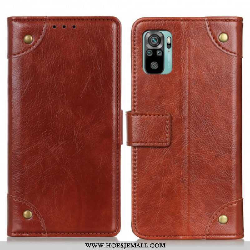 Folio-hoesje voor Xiaomi Redmi Note 10 / 10S Stijl Nappa Lederen Vintage Klinknagels