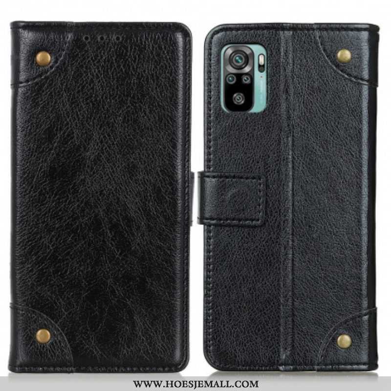 Folio-hoesje voor Xiaomi Redmi Note 10 / 10S Stijl Nappa Lederen Vintage Klinknagels