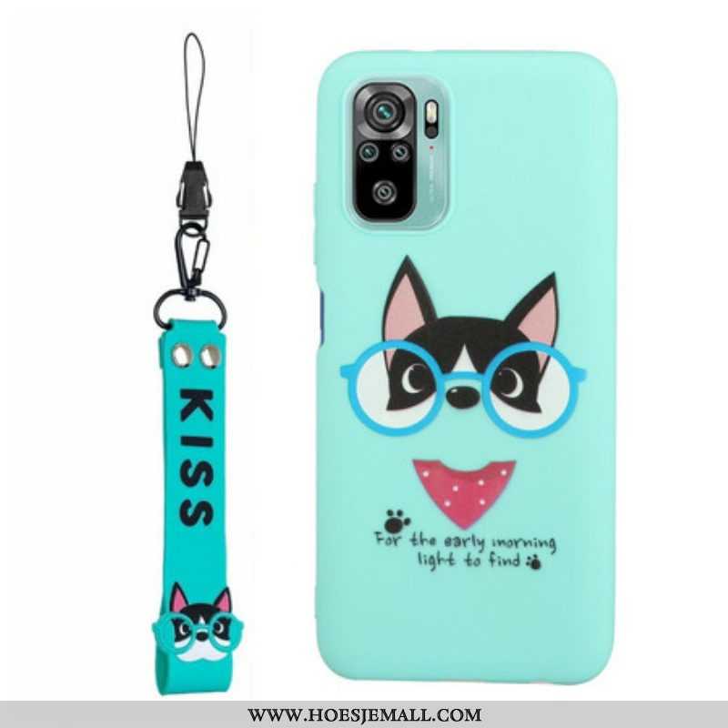 Hoesje voor Xiaomi Redmi Note 10 / 10S Hond Met Lanyard Kiss