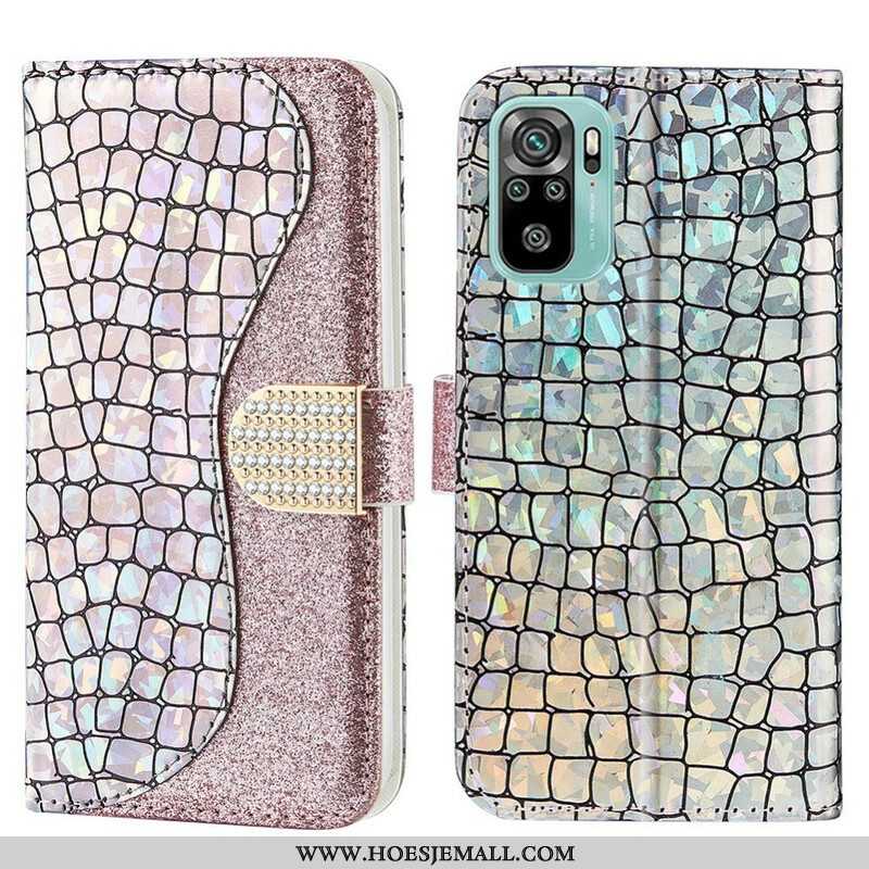 Leren Hoesje voor Xiaomi Redmi Note 10 / 10S Krokodil Diamanten