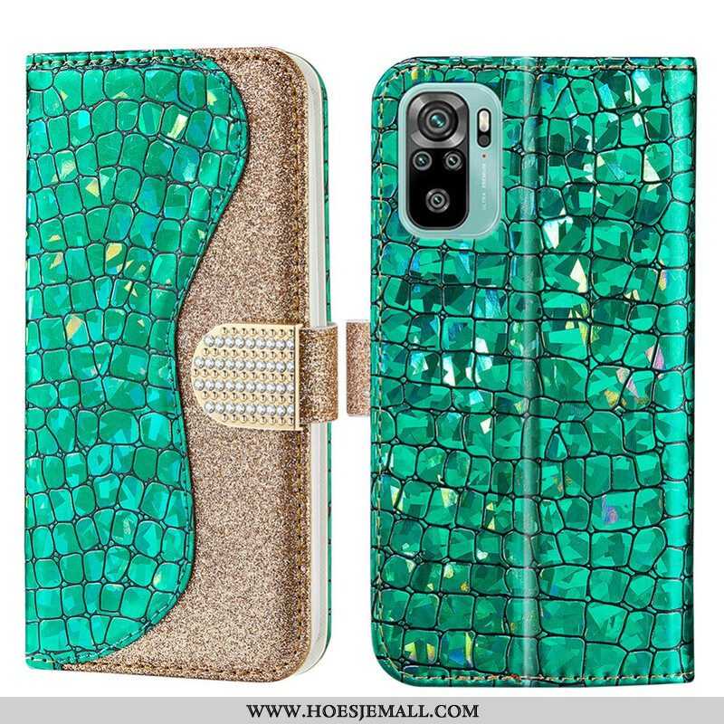 Leren Hoesje voor Xiaomi Redmi Note 10 / 10S Krokodil Diamanten