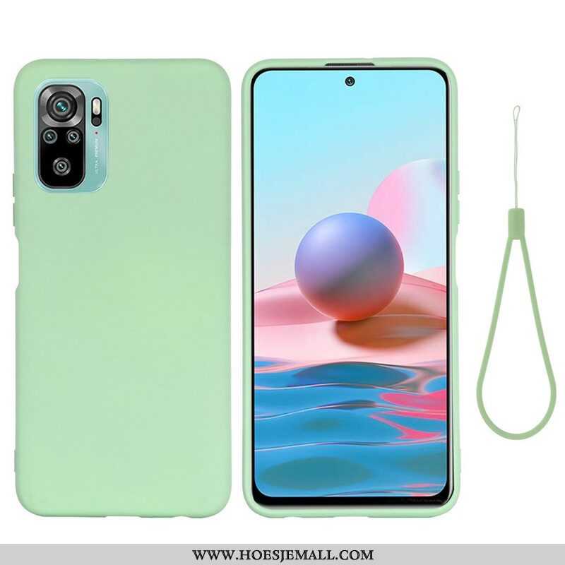 Hoesje voor Xiaomi Redmi Note 10 / 10S Vloeibare Siliconen Met Sleutelkoord