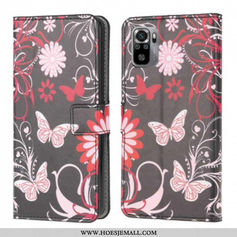 Folio-hoesje voor Xiaomi Redmi Note 10 / 10S Vlinders En Bloemen