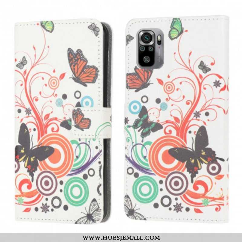 Folio-hoesje voor Xiaomi Redmi Note 10 / 10S Vlinders En Bloemen