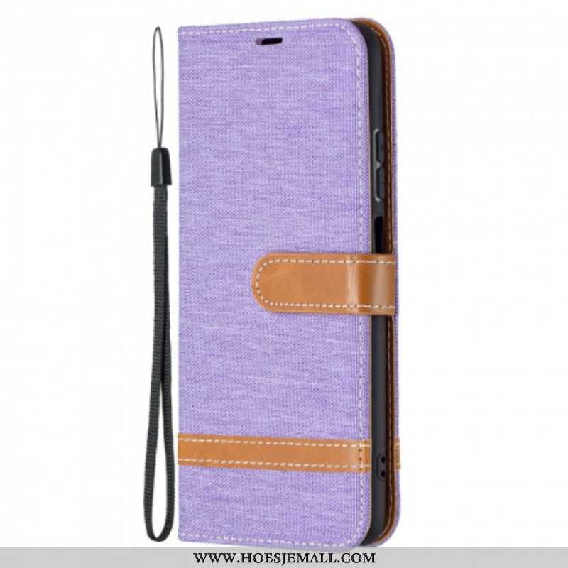 Folio-hoesje voor Xiaomi Redmi Note 10 / 10S Met Ketting Band Van Stof En Leereffect