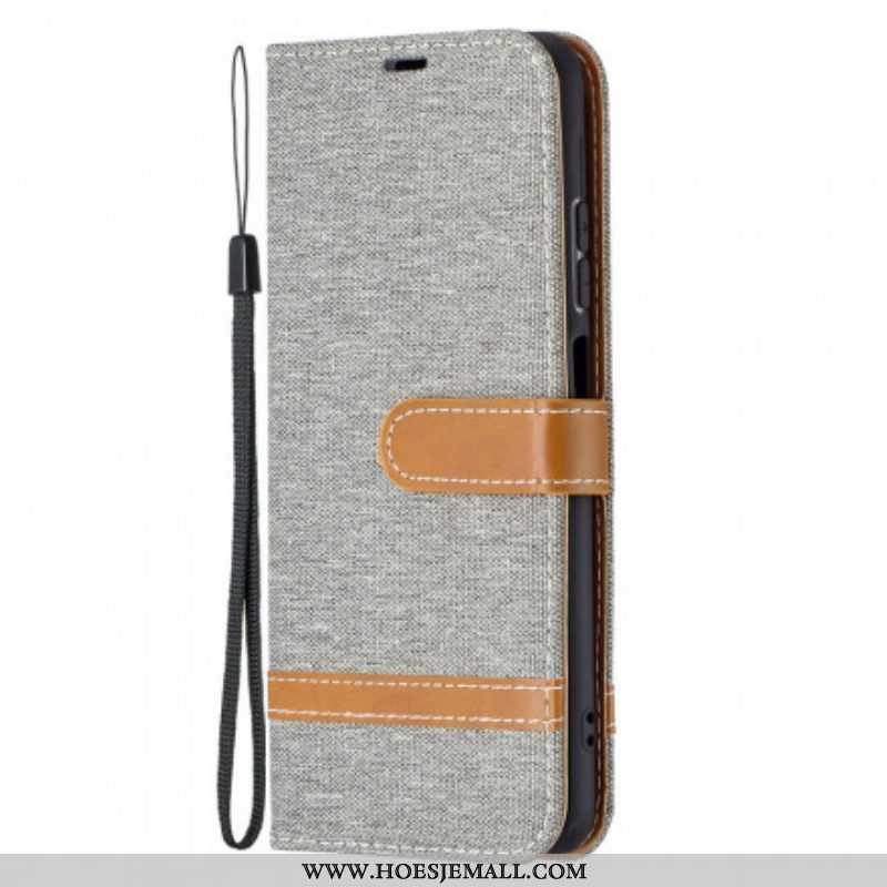 Folio-hoesje voor Xiaomi Redmi Note 10 / 10S Met Ketting Band Van Stof En Leereffect