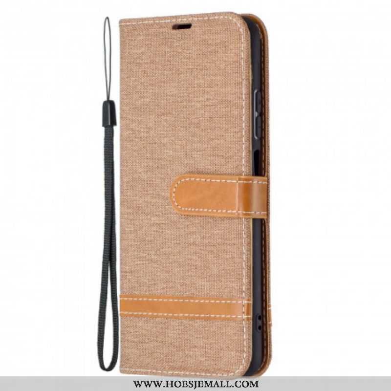 Folio-hoesje voor Xiaomi Redmi Note 10 / 10S Met Ketting Band Van Stof En Leereffect