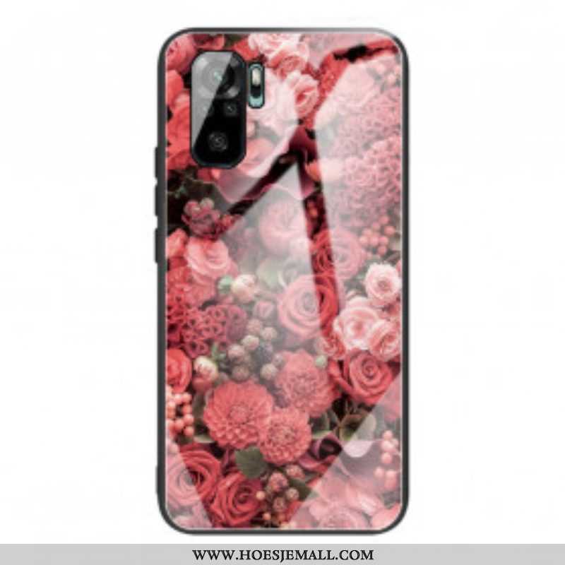 Hoesje voor Xiaomi Redmi Note 10 / 10S Rose Bloemen Gehard Glas