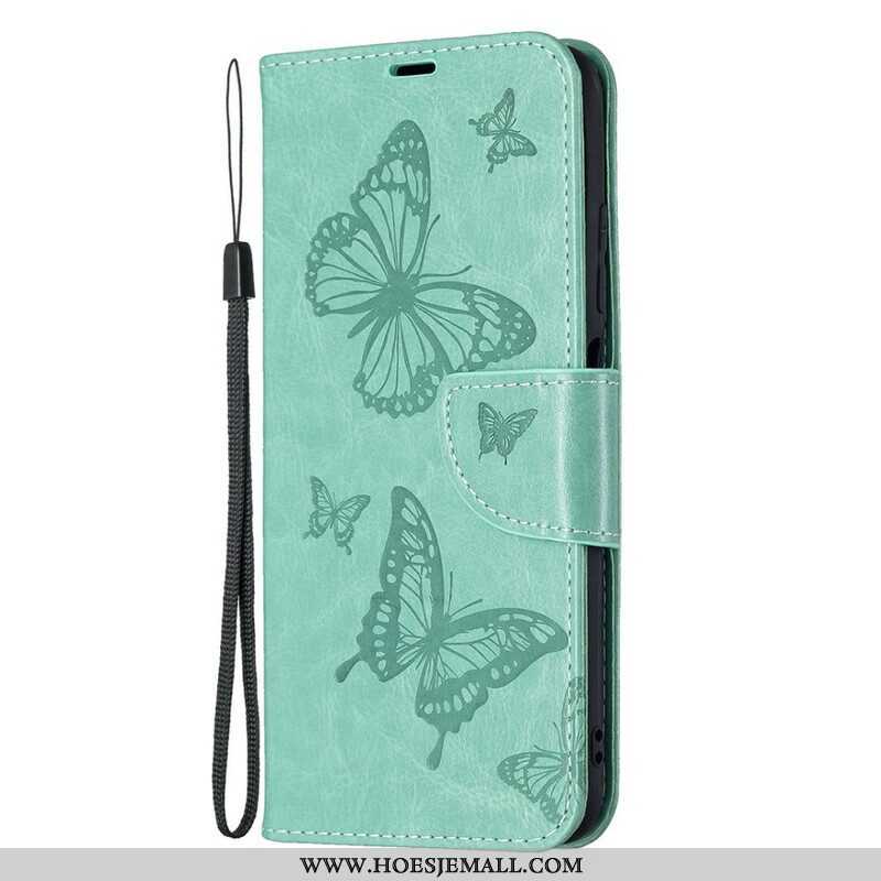 Folio-hoesje voor Xiaomi Redmi Note 10 5G Met Ketting Vlinders Bedrukte Strappy