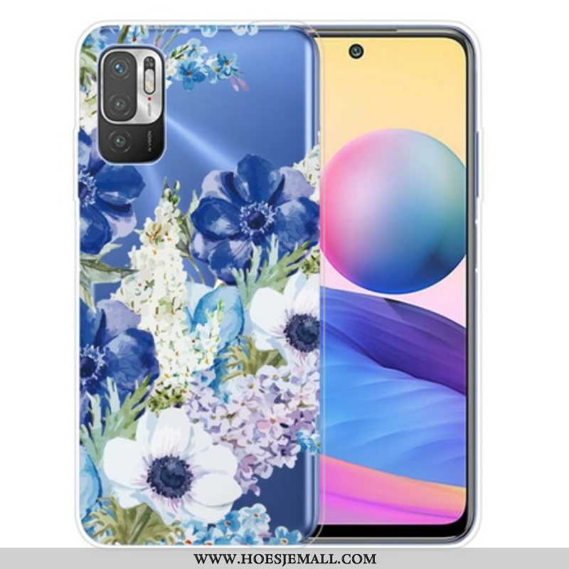 Hoesje voor Xiaomi Redmi Note 10 5G Waterverf Blauwe Bloemen