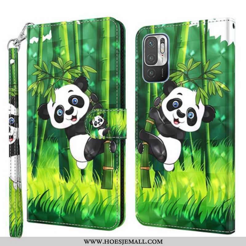 Leren Hoesje voor Xiaomi Redmi Note 10 5G Panda En Bamboe