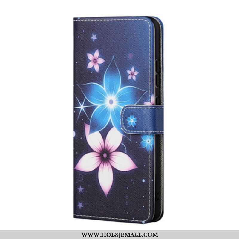 Folio-hoesje voor Xiaomi Redmi Note 10 5G Met Ketting Maanband Bloemen