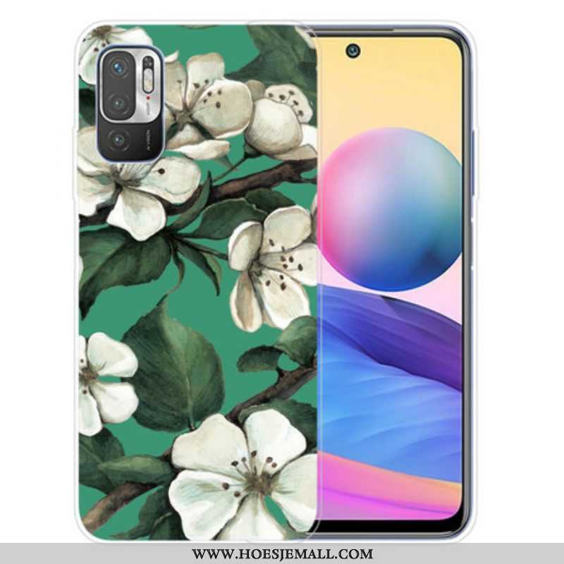 Hoesje voor Xiaomi Redmi Note 10 5G Geschilderde Witte Bloemen