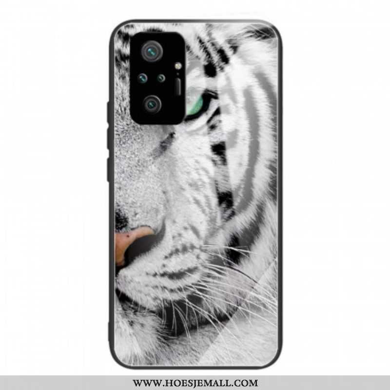 Telefoonhoesje voor Xiaomi Redmi Note 10 Pro Tijger Gehard Glas