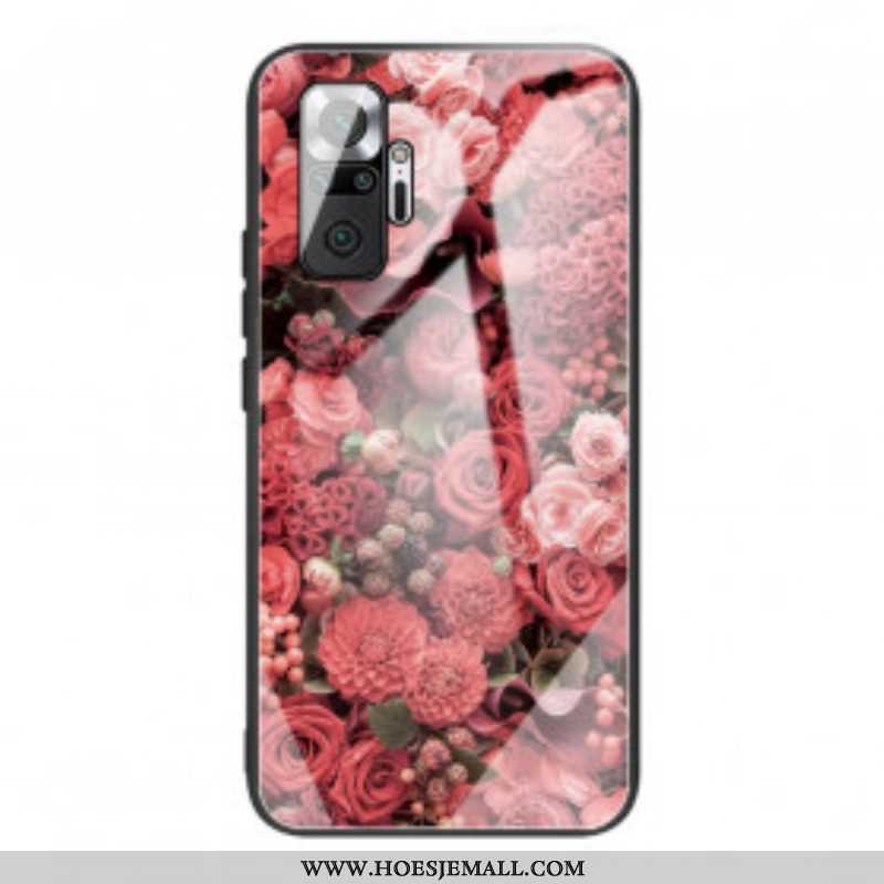 Telefoonhoesje voor Xiaomi Redmi Note 10 Pro Rose Bloemen Gehard Glas