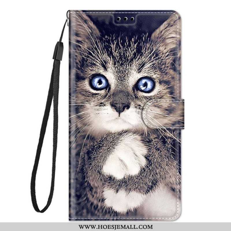 Folio-hoesje voor Xiaomi Redmi Note 10 Pro Met Ketting Te Schattige Kat Met Riem