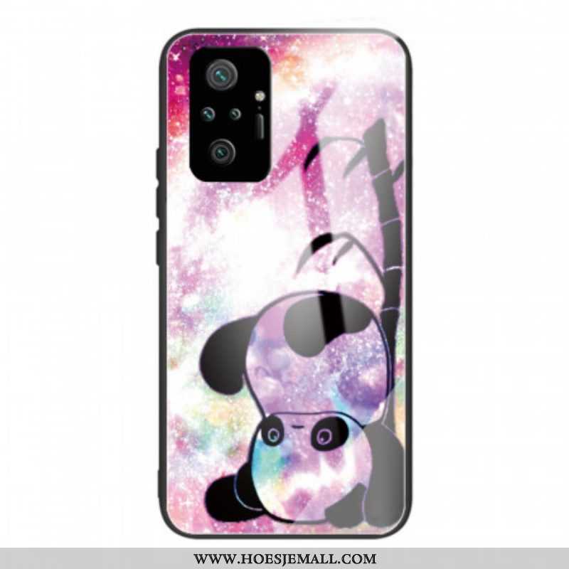 Hoesje voor Xiaomi Redmi Note 10 Pro Panda En Bamboe Gehard Glas