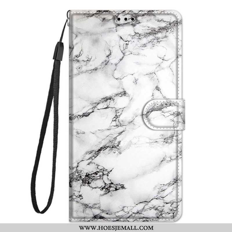 Leren Hoesje voor Xiaomi Redmi Note 10 Pro Marmer Met Lanyard