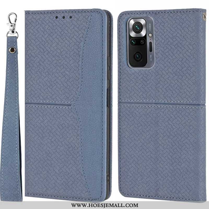 Leren Hoesje voor Xiaomi Redmi Note 10 Pro Met Ketting Geweven Leren Stijl Met Bandjes