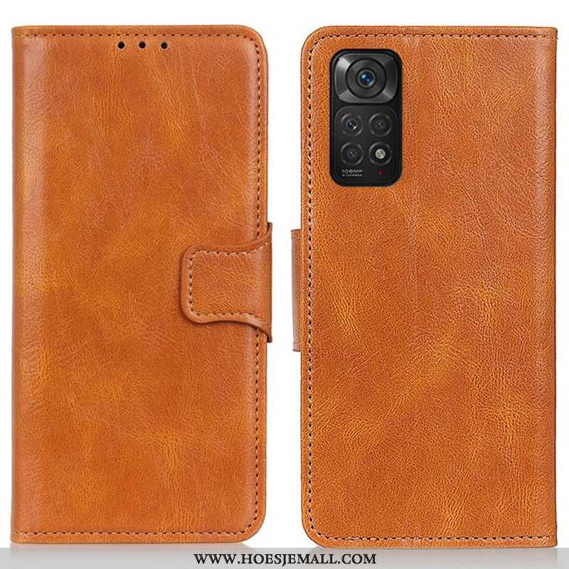 Leren Hoesje voor Xiaomi Redmi Note 11 / 11S Omkeerbare Sluiting Met Leereffect