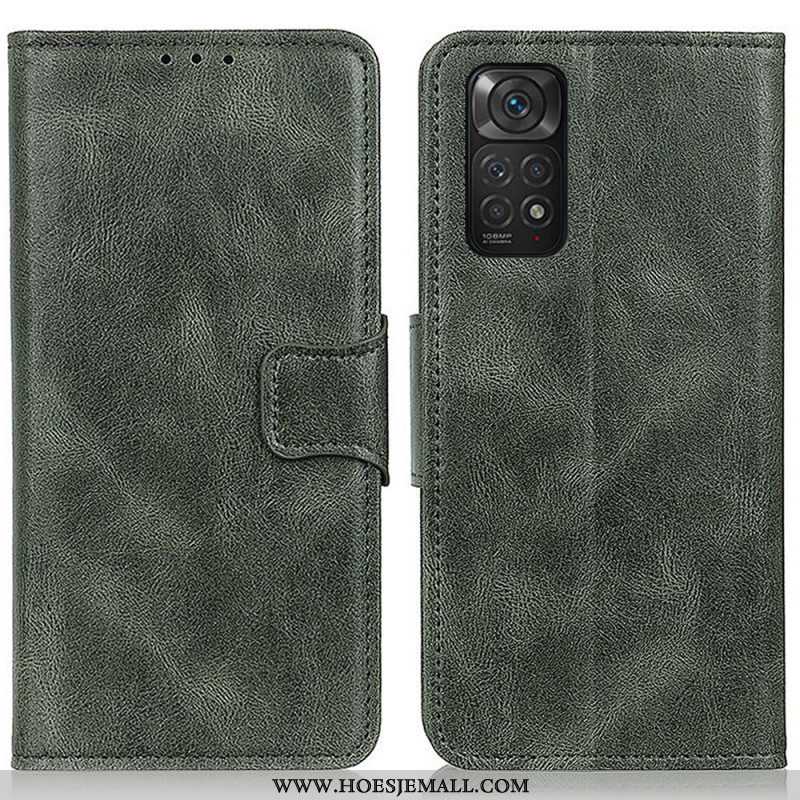 Leren Hoesje voor Xiaomi Redmi Note 11 / 11S Omkeerbare Sluiting Met Leereffect