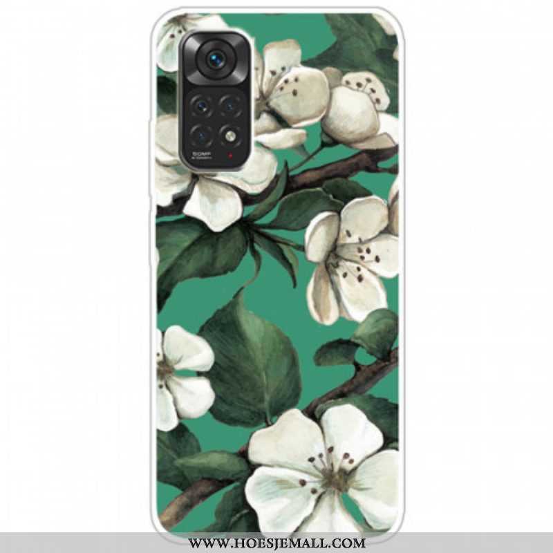 Hoesje voor Xiaomi Redmi Note 11 / 11S Geschilderde Witte Bloemen