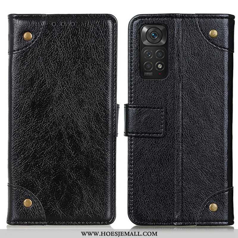 Folio-hoesje voor Xiaomi Redmi Note 11 / 11S Stijl Nappa Lederen Vintage Klinknagels